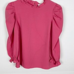 Sugarlips Fuchsia Blouse with Ruffled Neckline